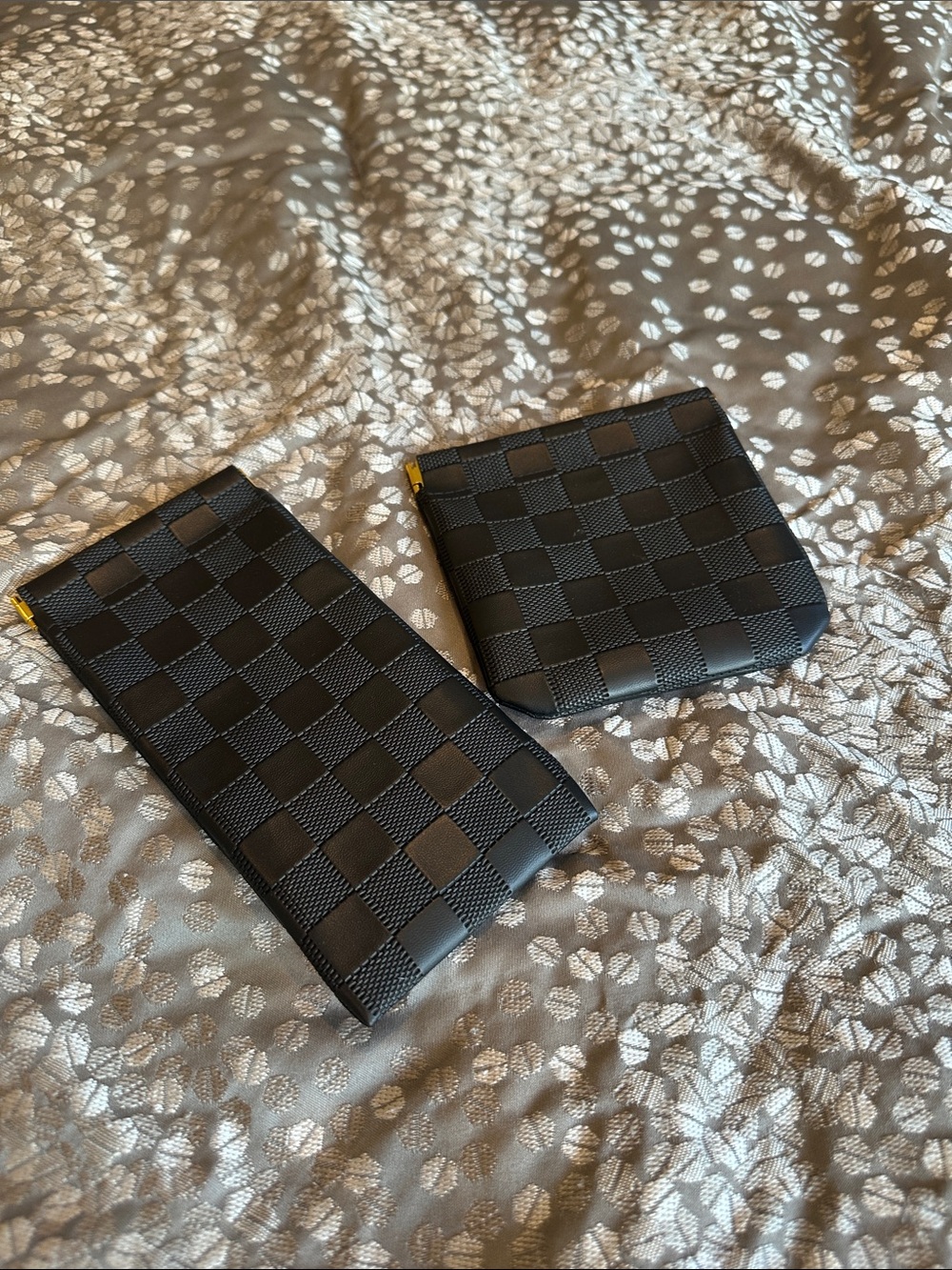 NWOT Black Checkered  Wallet and Card Holder Set never used